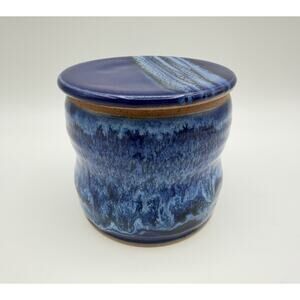 Whitefish Pottery Blue Drip Glaze Butter Bell 3.5” Made in Montana 2018 Signed